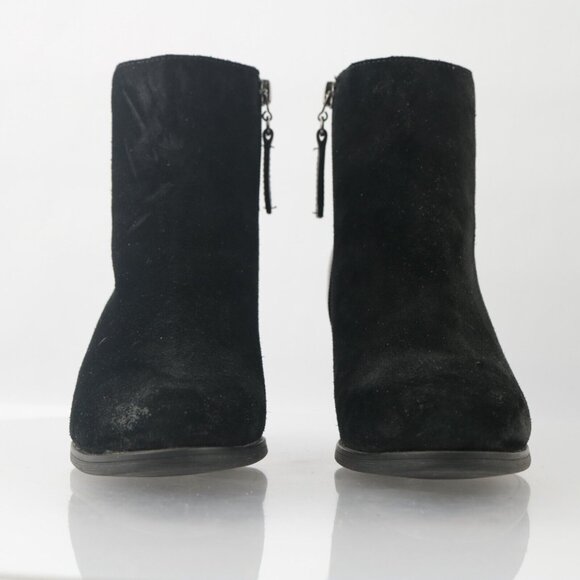 Clarks Womens Palma Rylie Boot Size 7.5 Black Suede Leather Block Heel Bootie - Picture 3 of 13